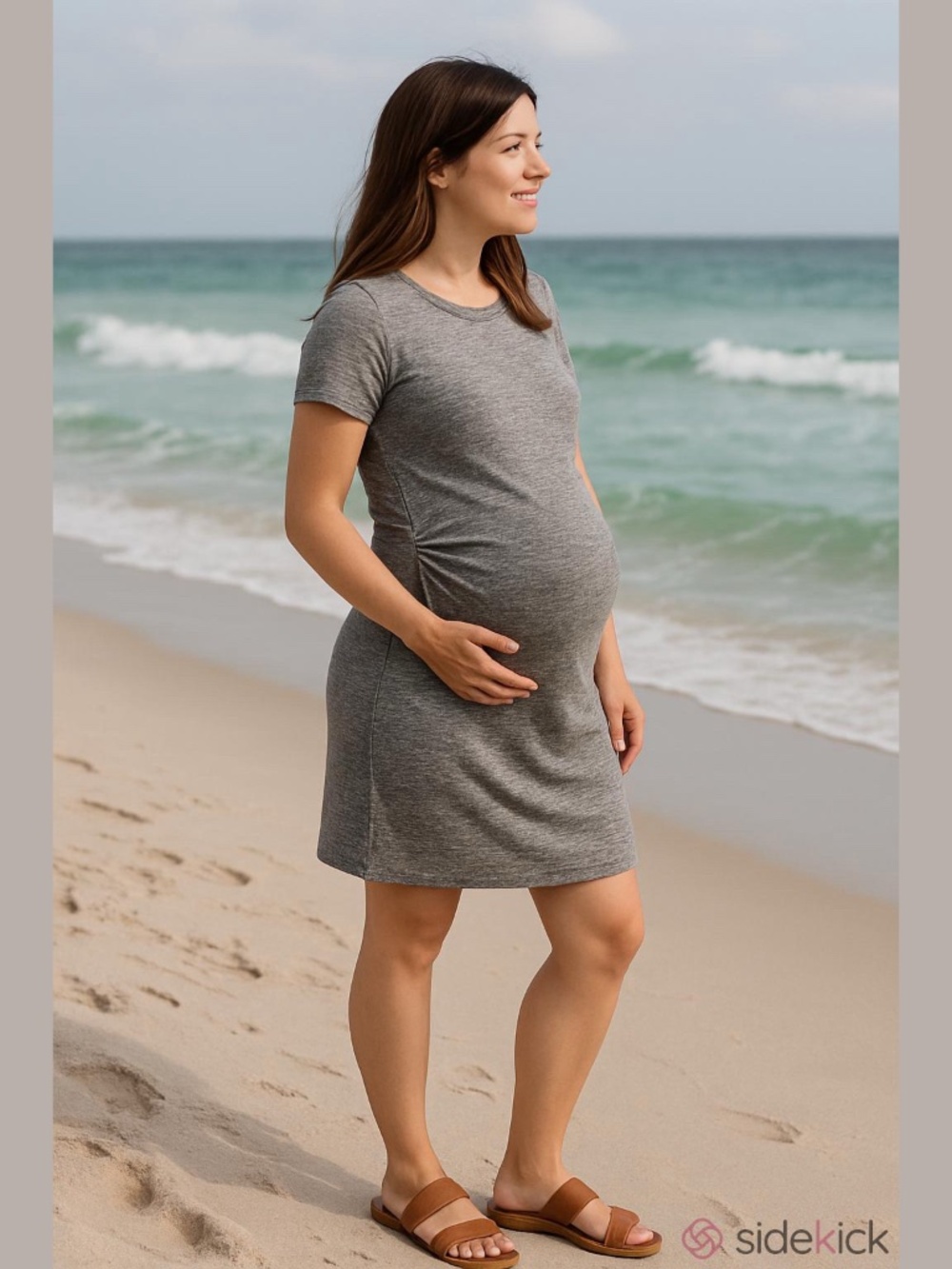 Ripe Maternity Heather Gray Knit Side Twist Bodycon Dress size XS